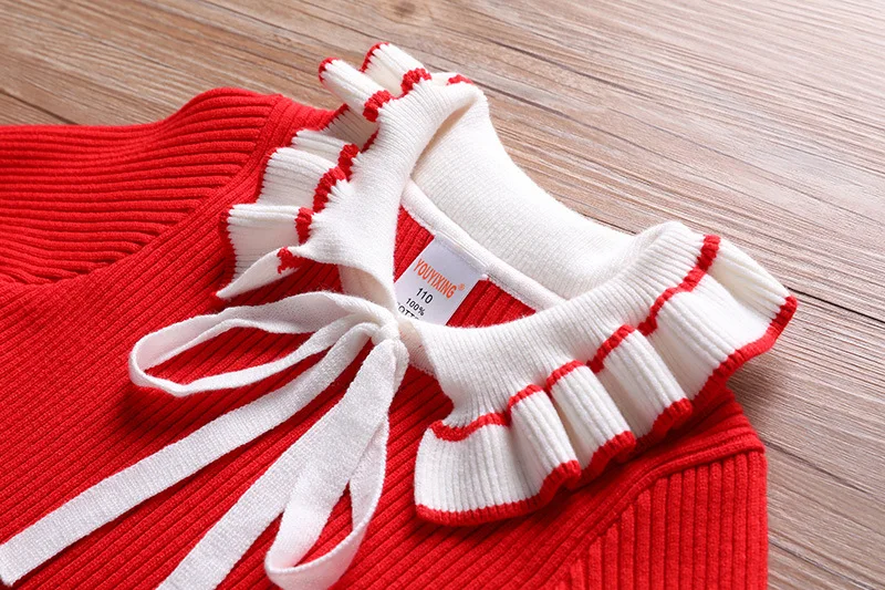 New Girl Baby Sweater Knitted Dress Children Warm Sweater Dress for Girls Infant Casual Pure Color Pleated Princess Dress