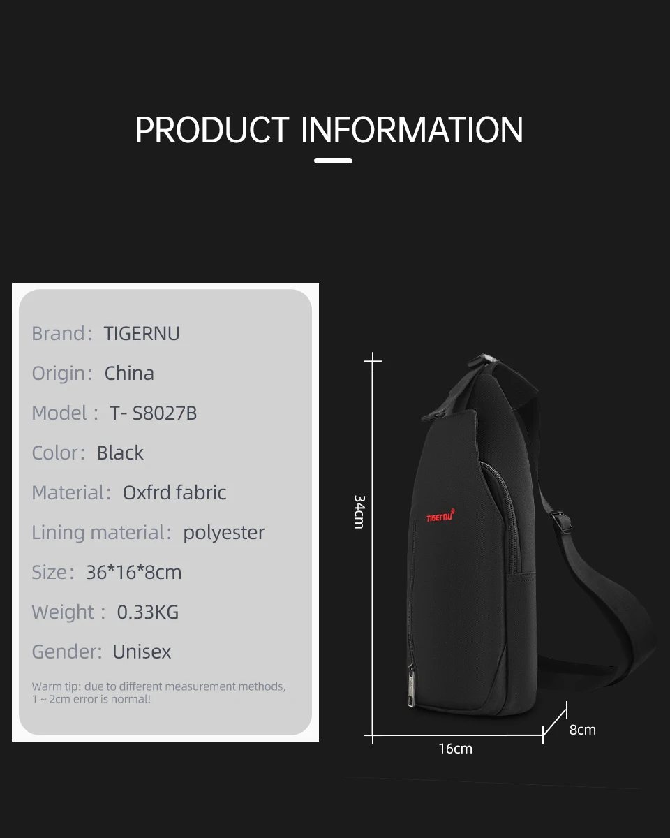 Tigernu Light Crossbody Bags For Men Waterproof Chest Bag Oxford Bags Shoulder Bag College Male Mini Sling Bag Handbag Messenger