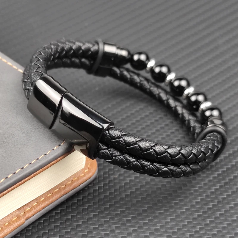 Jewelry 2025 Jewelry Chakra Men's Rosary Stainless Steel Chain Beads For Bracelets Genuine Leather Women Magnetic Natural Stone