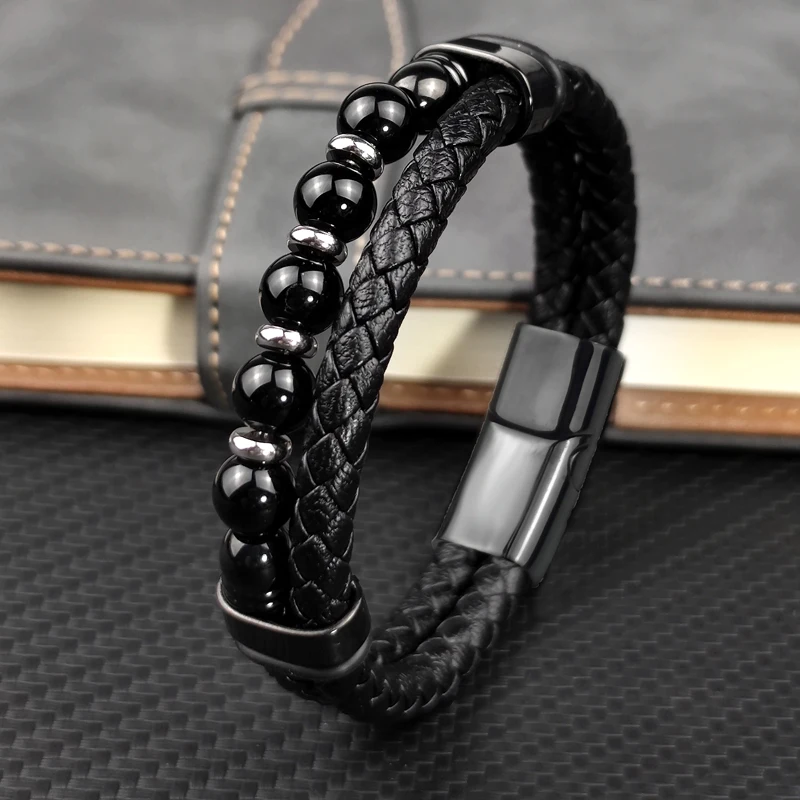 Jewelry 2025 Jewelry Chakra Men's Rosary Stainless Steel Chain Beads For Bracelets Genuine Leather Women Magnetic Natural Stone