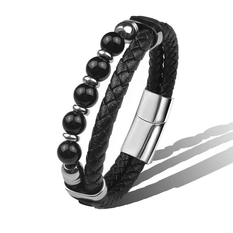 Jewelry 2025 Jewelry Chakra Men's Rosary Stainless Steel Chain Beads For Bracelets Genuine Leather Women Magnetic Natural Stone