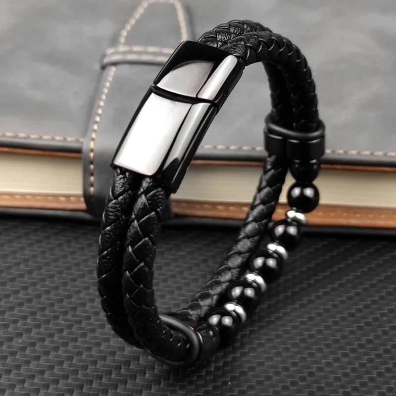 Jewelry 2025 Jewelry Chakra Men's Rosary Stainless Steel Chain Beads For Bracelets Genuine Leather Women Magnetic Natural Stone