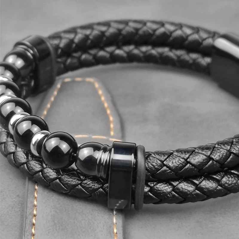 Jewelry 2025 Jewelry Chakra Men's Rosary Stainless Steel Chain Beads For Bracelets Genuine Leather Women Magnetic Natural Stone
