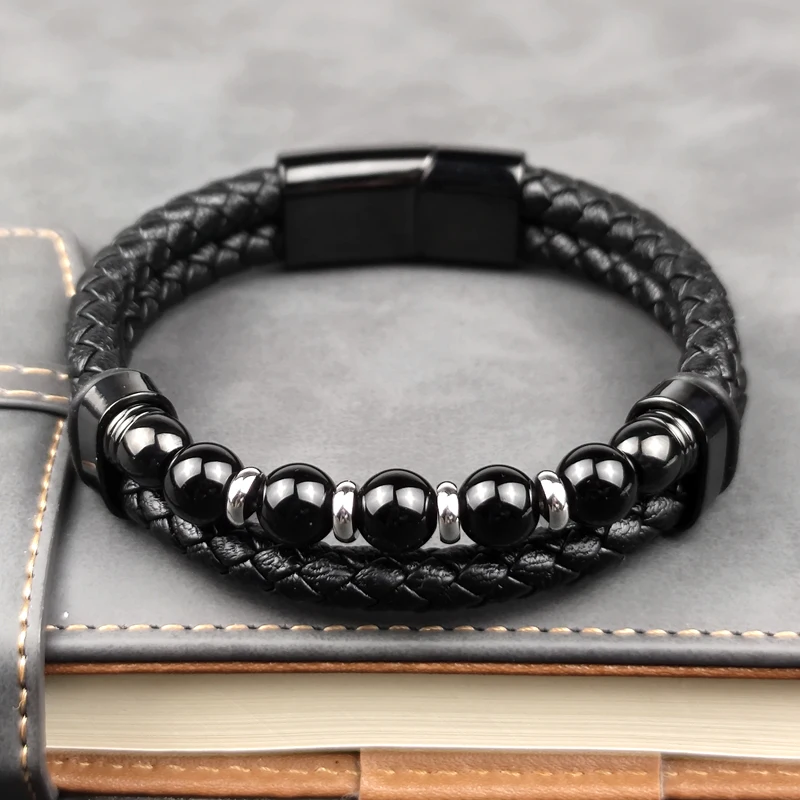 Jewelry 2025 Jewelry Chakra Men's Rosary Stainless Steel Chain Beads For Bracelets Genuine Leather Women Magnetic Natural Stone