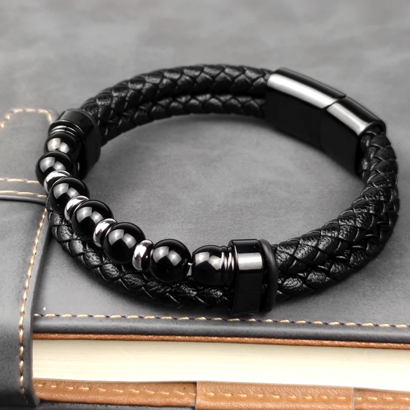 Jewelry 2025 Jewelry Chakra Men's Rosary Stainless Steel Chain Beads For Bracelets Genuine Leather Women Magnetic Natural Stone
