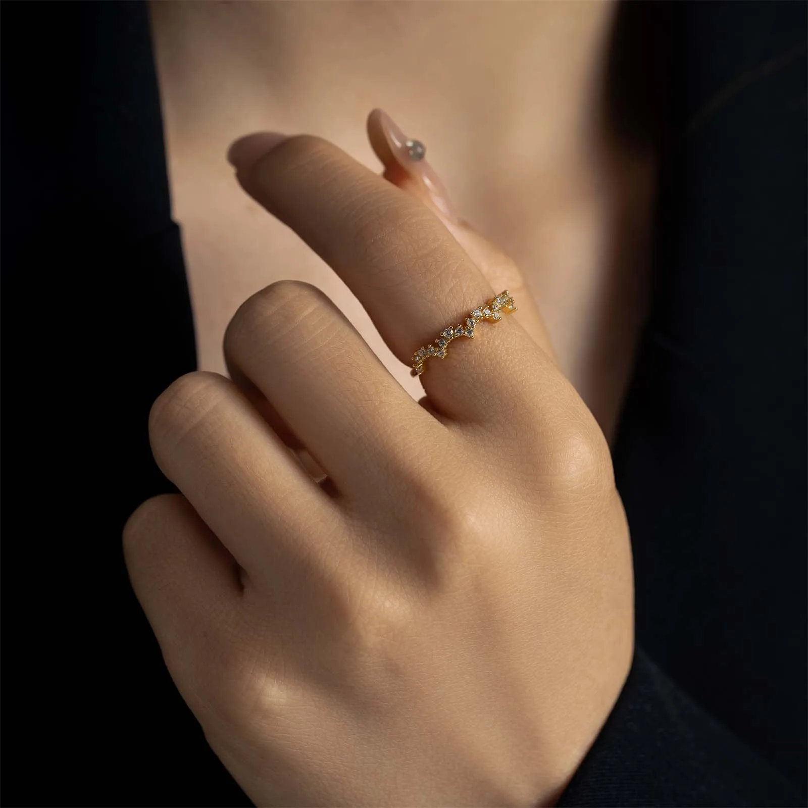 ANDYWEN 925 Sterling Silver Distance Band Bushel Rings Interwoven Vine Lave Edge Crystal Zircon CZ Wander Ring Custom Jewels