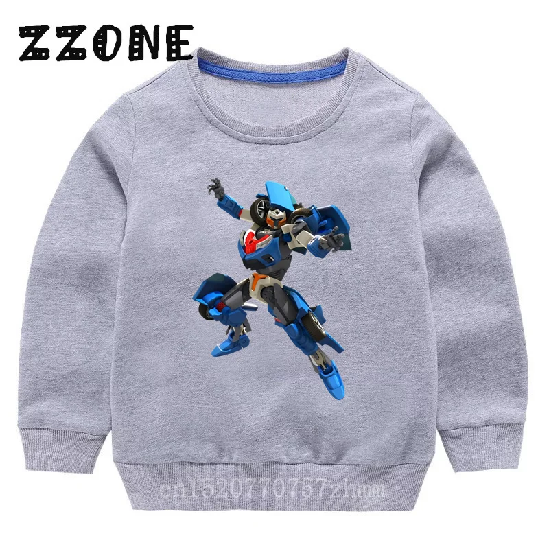 Kids Sweatshirts Tobot Evolution Transformer Robot Car Print Funny Children Hoodies Casual Baby Pullover Tops Girls Boys Clothes
