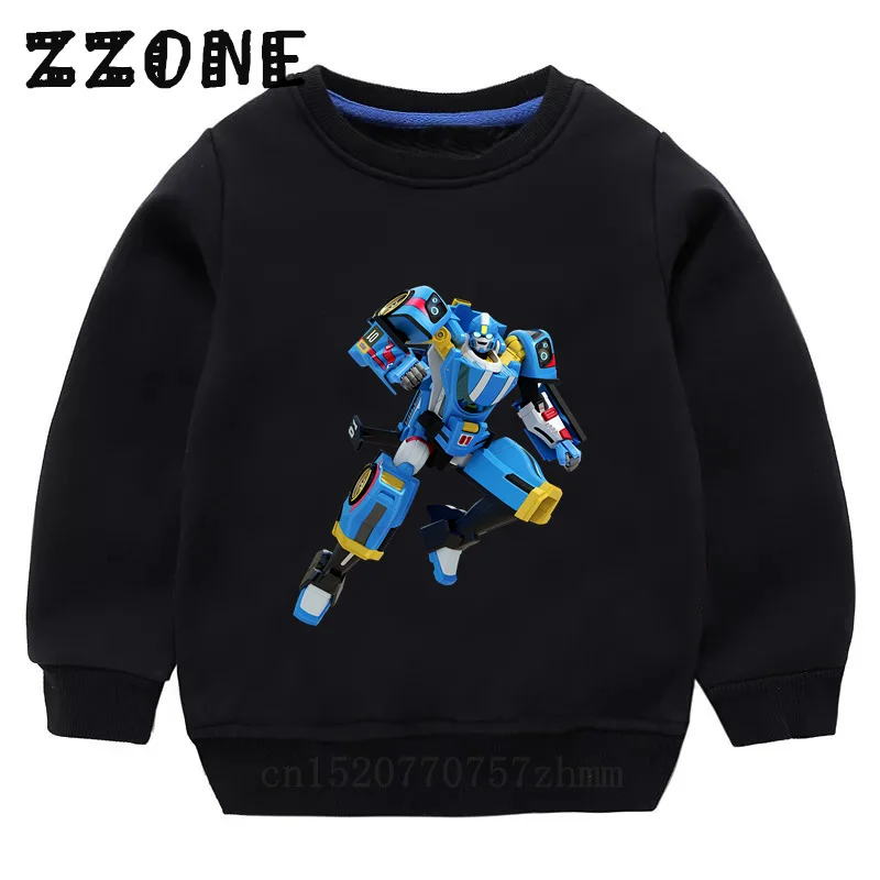 Kids Sweatshirts Tobot Evolution Transformer Robot Car Print Funny Children Hoodies Casual Baby Pullover Tops Girls Boys Clothes