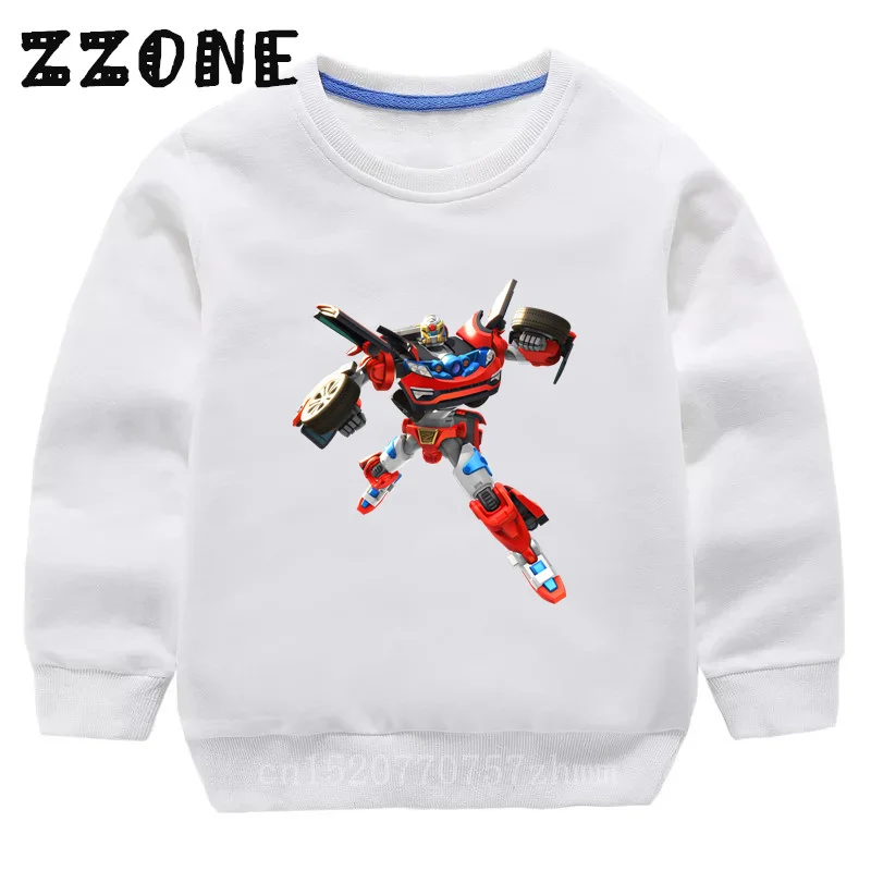 Kids Sweatshirts Tobot Evolution Transformer Robot Car Print Funny Children Hoodies Casual Baby Pullover Tops Girls Boys Clothes
