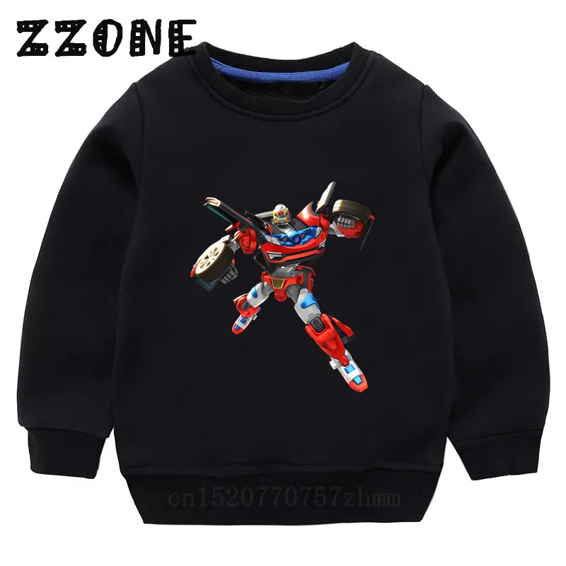 Kids Sweatshirts Tobot Evolution Transformer Robot Car Print Funny Children Hoodies Casual Baby Pullover Tops Girls Boys Clothes
