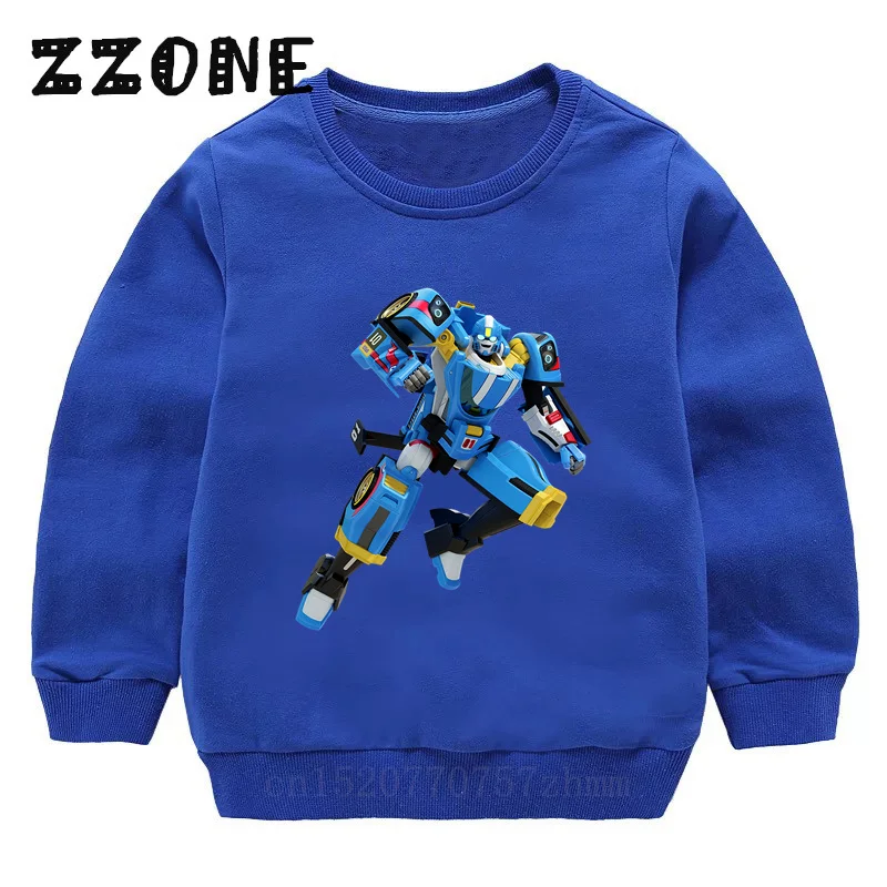 Kids Sweatshirts Tobot Evolution Transformer Robot Car Print Funny Children Hoodies Casual Baby Pullover Tops Girls Boys Clothes