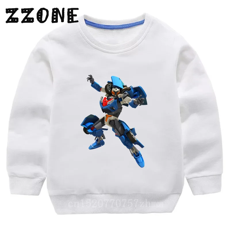 Kids Sweatshirts Tobot Evolution Transformer Robot Car Print Funny Children Hoodies Casual Baby Pullover Tops Girls Boys Clothes