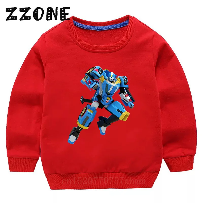 Kids Sweatshirts Tobot Evolution Transformer Robot Car Print Funny Children Hoodies Casual Baby Pullover Tops Girls Boys Clothes