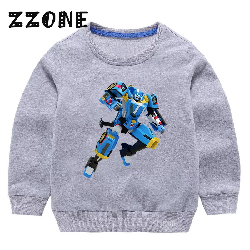 Kids Sweatshirts Tobot Evolution Transformer Robot Car Print Funny Children Hoodies Casual Baby Pullover Tops Girls Boys Clothes