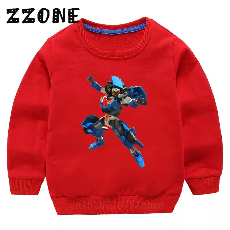Kids Sweatshirts Tobot Evolution Transformer Robot Car Print Funny Children Hoodies Casual Baby Pullover Tops Girls Boys Clothes