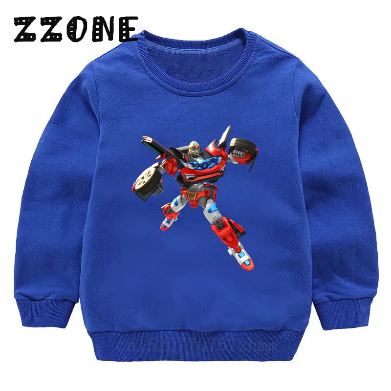 Kids Sweatshirts Tobot Evolution Transformer Robot Car Print Funny Children Hoodies Casual Baby Pullover Tops Girls Boys Clothes