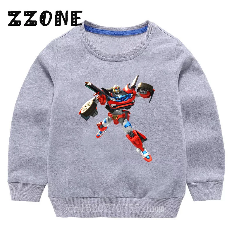 Kids Sweatshirts Tobot Evolution Transformer Robot Car Print Funny Children Hoodies Casual Baby Pullover Tops Girls Boys Clothes