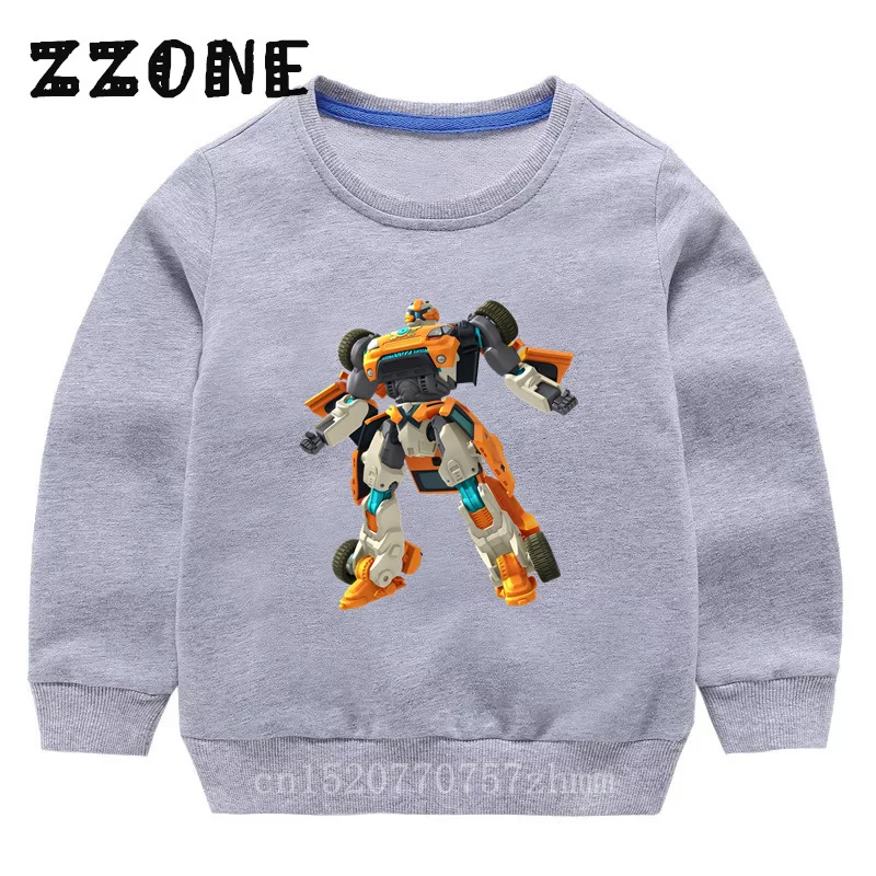 Kids Sweatshirts Tobot Evolution Transformer Robot Car Print Funny Children Hoodies Casual Baby Pullover Tops Girls Boys Clothes