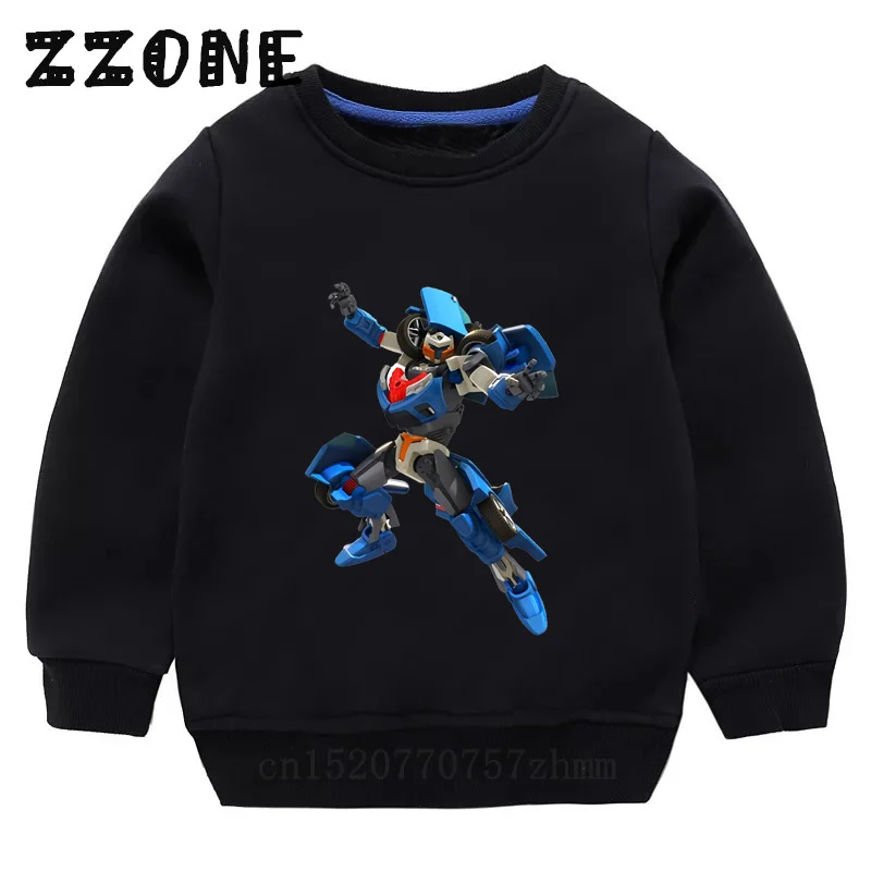Kids Sweatshirts Tobot Evolution Transformer Robot Car Print Funny Children Hoodies Casual Baby Pullover Tops Girls Boys Clothes