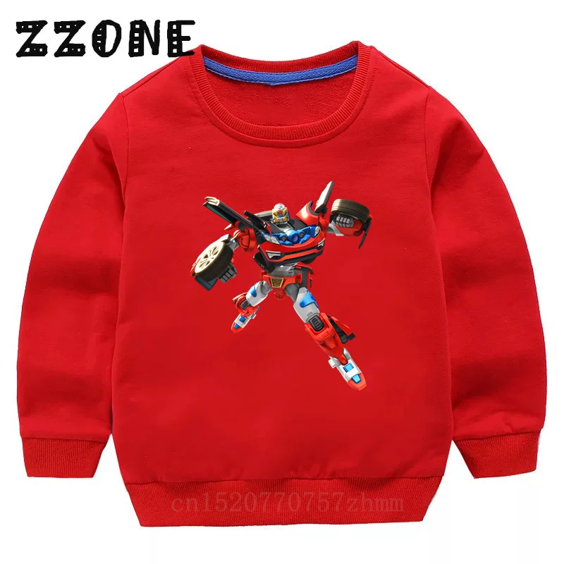 Kids Sweatshirts Tobot Evolution Transformer Robot Car Print Funny Children Hoodies Casual Baby Pullover Tops Girls Boys Clothes