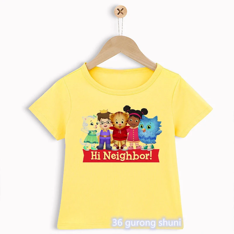 Novelty Design Boys T-Shirts Funny Daniel Tiger’S Neighborhood Cartoon Print Toddler Tshirts Summer Fashion Children’S T Shirts