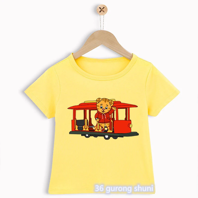 Novelty Design Boys T-Shirts Funny Daniel Tiger’S Neighborhood Cartoon Print Toddler Tshirts Summer Fashion Children’S T Shirts