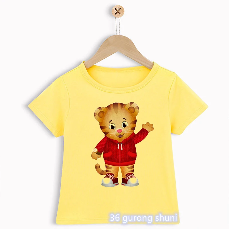 Novelty Design Boys T-Shirts Funny Daniel Tiger’S Neighborhood Cartoon Print Toddler Tshirts Summer Fashion Children’S T Shirts