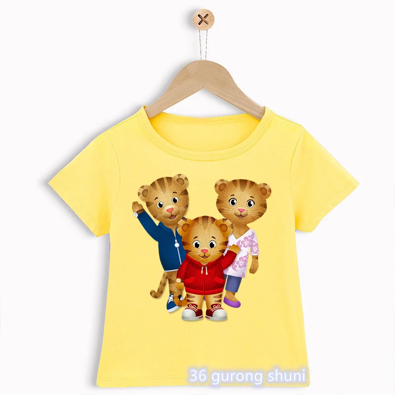 Novelty Design Boys T-Shirts Funny Daniel Tiger’S Neighborhood Cartoon Print Toddler Tshirts Summer Fashion Children’S T Shirts