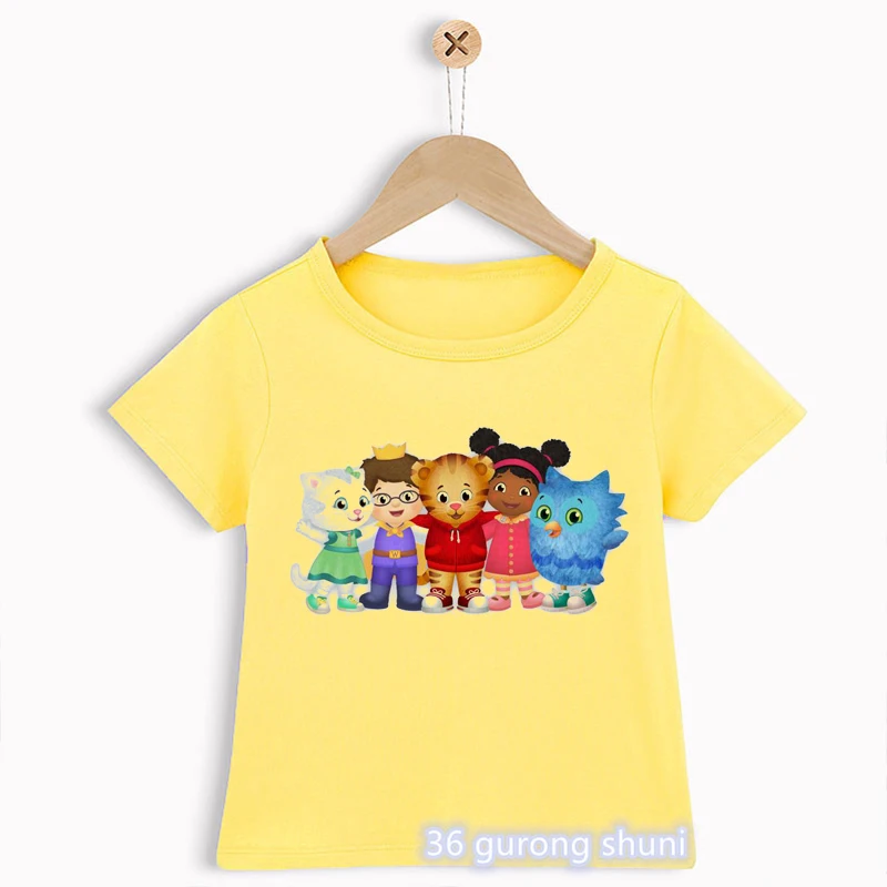 Novelty Design Boys T-Shirts Funny Daniel Tiger’S Neighborhood Cartoon Print Toddler Tshirts Summer Fashion Children’S T Shirts