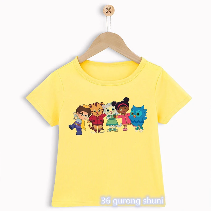 Novelty Design Boys T-Shirts Funny Daniel Tiger’S Neighborhood Cartoon Print Toddler Tshirts Summer Fashion Children’S T Shirts