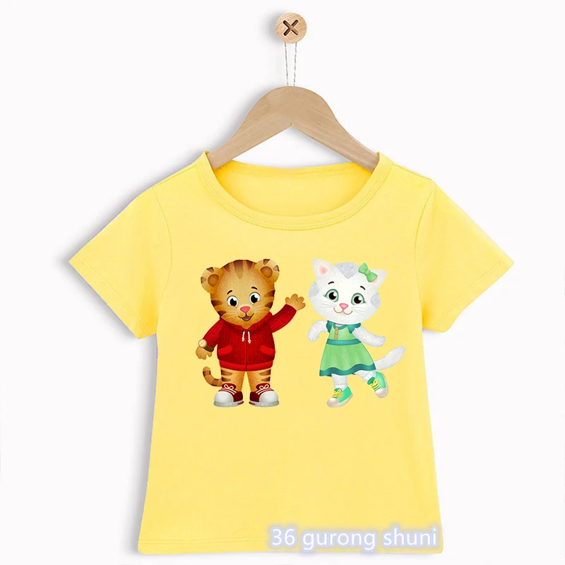 Novelty Design Boys T-Shirts Funny Daniel Tiger’S Neighborhood Cartoon Print Toddler Tshirts Summer Fashion Children’S T Shirts