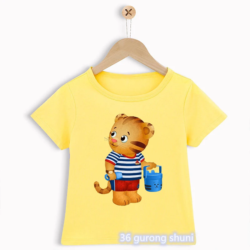 Novelty Design Boys T-Shirts Funny Daniel Tiger’S Neighborhood Cartoon Print Toddler Tshirts Summer Fashion Children’S T Shirts