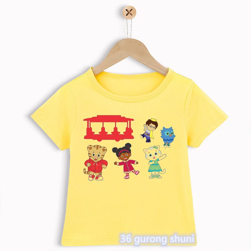 Novelty Design Boys T-Shirts Funny Daniel Tiger’S Neighborhood Cartoon Print Toddler Tshirts Summer Fashion Children’S T Shirts