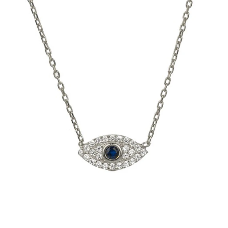 YooFaning 925 Sterling Silver Gold Chain Crystal Zirconia Evil Eye Necklace Diamond Anniversary Gift Wedding Girl Huggie Jewelry