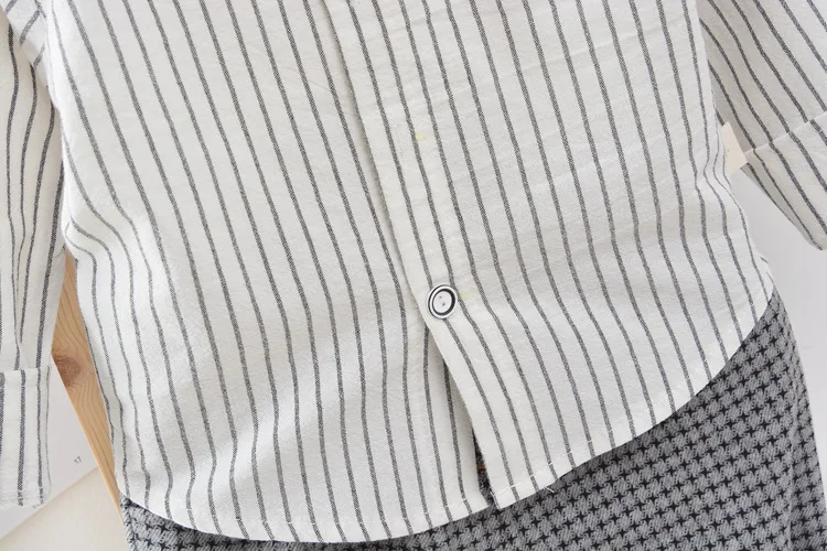 Children Kids Gentleman Clothing Suit Birthday Wedding Party Elegant Set Baby Boy Casual Wear Striped Shirt Vest Pants Costume
