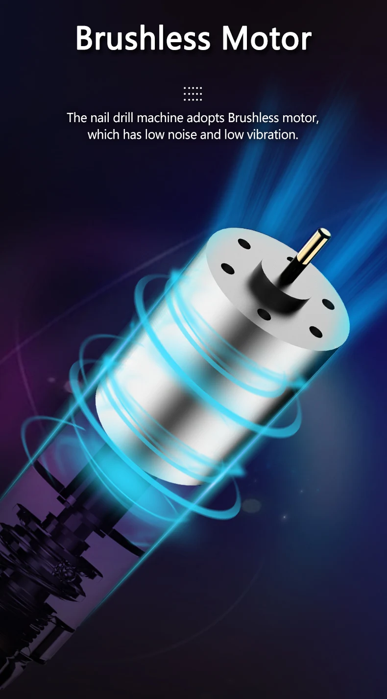 40000RPM Electric Sander Nail Drill Machince with Powerful Brushless Motor Rechargeable Electric Nail Polisher for Acrylic Nails