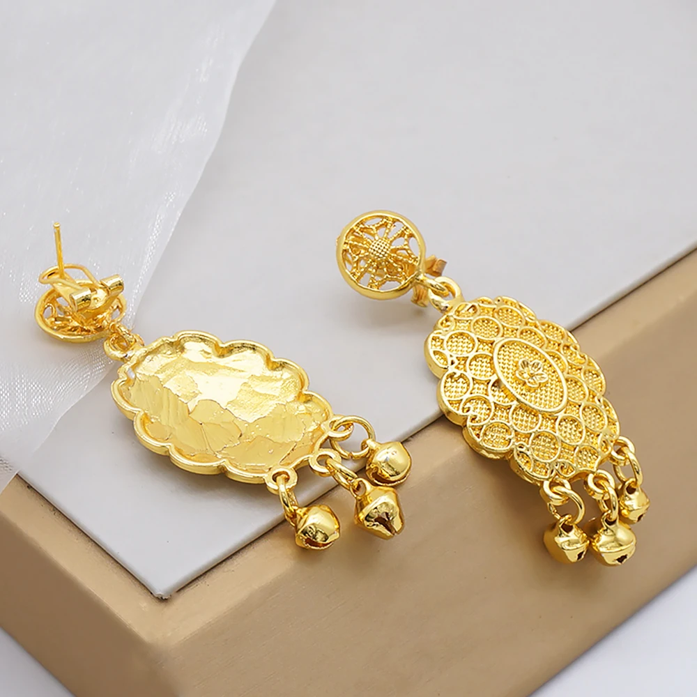 Dubai Gold Color Jewelry Sets For Women Nigerian Necklace Earrings Jewellery Set African Wedding Ethiopia Bridal Gifts