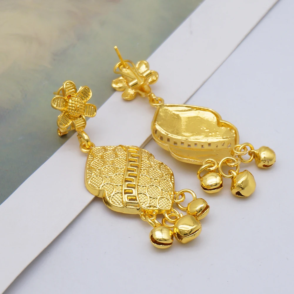 Dubai Gold Color Jewelry Sets For Women Nigerian Necklace Earrings Jewellery Set African Wedding Ethiopia Bridal Gifts