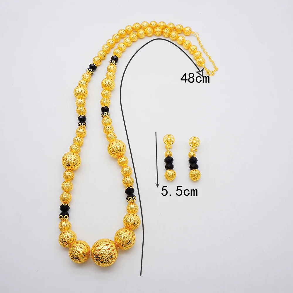 Dubai Gold Color Jewelry Sets For Women Nigerian Necklace Earrings Jewellery Set African Wedding Ethiopia Bridal Gifts