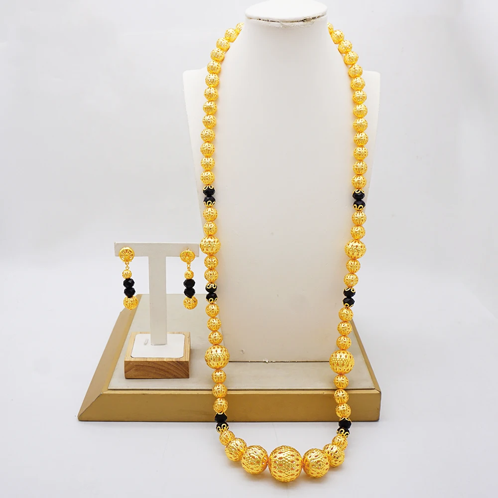 Dubai Gold Color Jewelry Sets For Women Nigerian Necklace Earrings Jewellery Set African Wedding Ethiopia Bridal Gifts