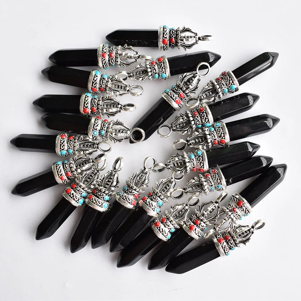 Wholesale 12pcs/lot fashion good quality natural stone mix pillar charms Pendants for jewelry accessories marking free shipping