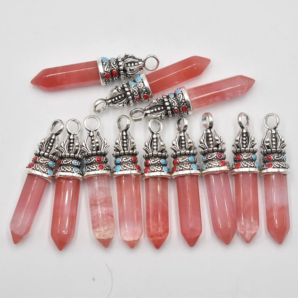 Wholesale 12pcs/lot fashion good quality natural stone mix pillar charms Pendants for jewelry accessories marking free shipping