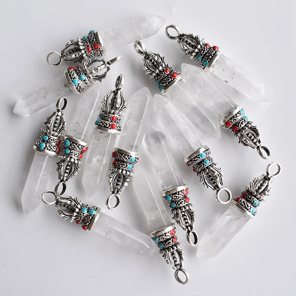 Wholesale 12pcs/lot fashion good quality natural stone mix pillar charms Pendants for jewelry accessories marking free shipping