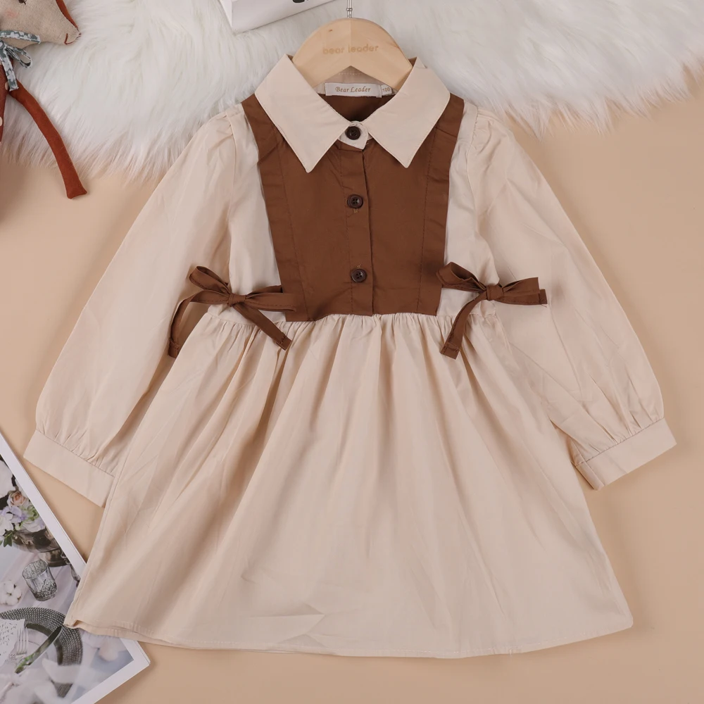Bear Leader Girls Princess Patchwork Dress 2026 New Fashion Party Costumes Kids Bowtie Casual Outfits Baby Lovely Suits for 2 7Y