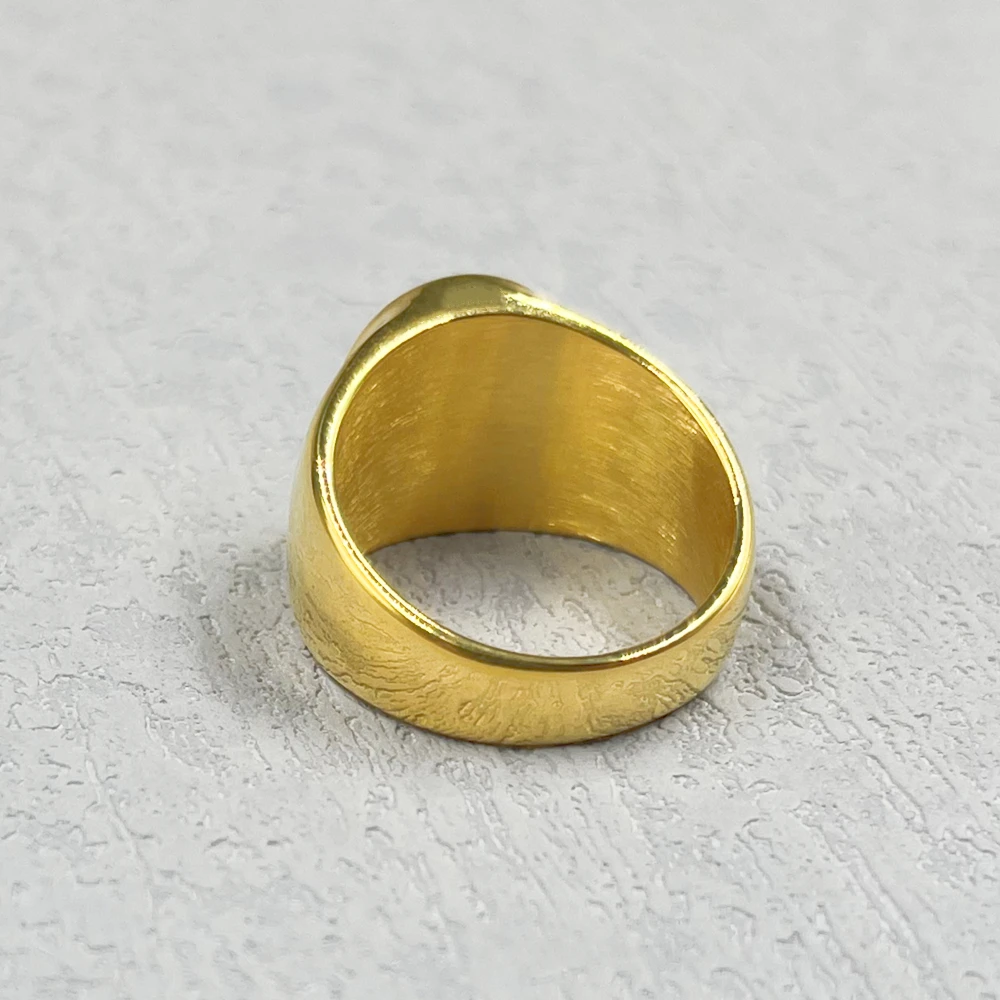 Blue AG Stainless Steel Ring Men Vintage Gold Color Male Hiphop Rock Man Rings Retro Free Mason Freemasonry Masonic Punk Jewelry