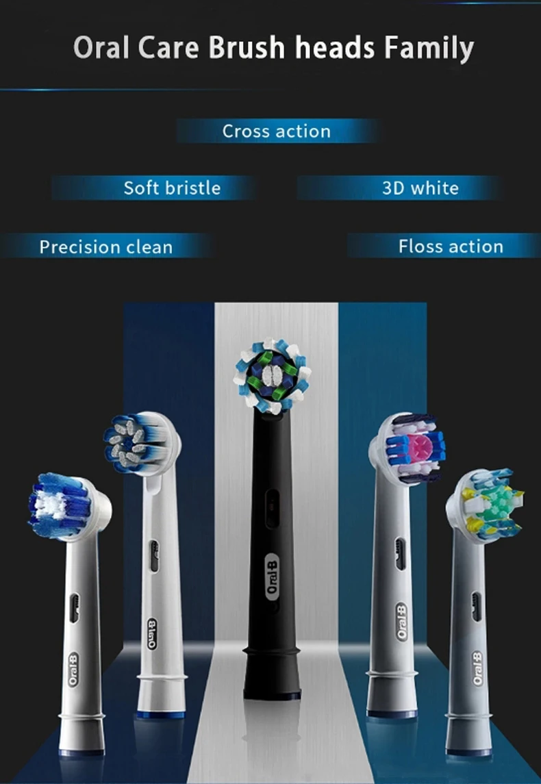 Oral B Electric Toothbrush Heads EB50 Cross Action 16 Degree Stains Removal Care Teeth Brush Heads Soft Bristle Nozzles 1-10pcs