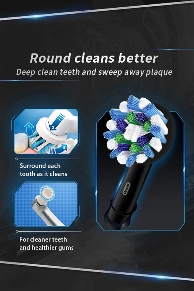 Oral B Electric Toothbrush Heads EB50 Cross Action 16 Degree Stains Removal Care Teeth Brush Heads Soft Bristle Nozzles 1-10pcs