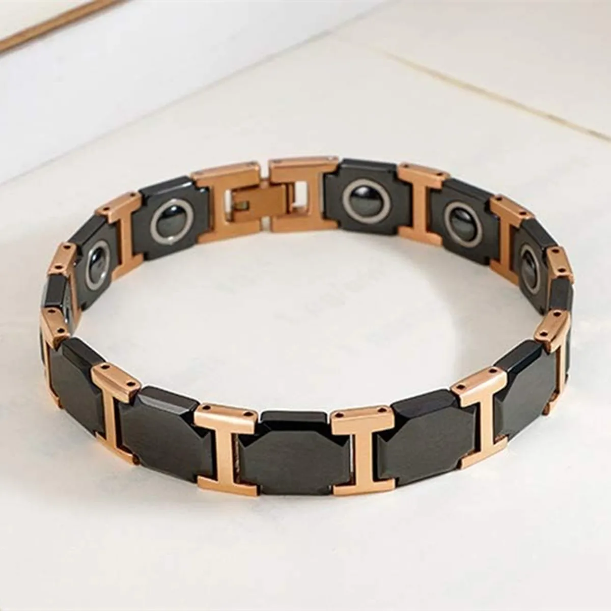 Aradoo Titanium Steel Ceramic Bracelet Magnetic Strap Buckle Power Wristband Jewelry Gifts