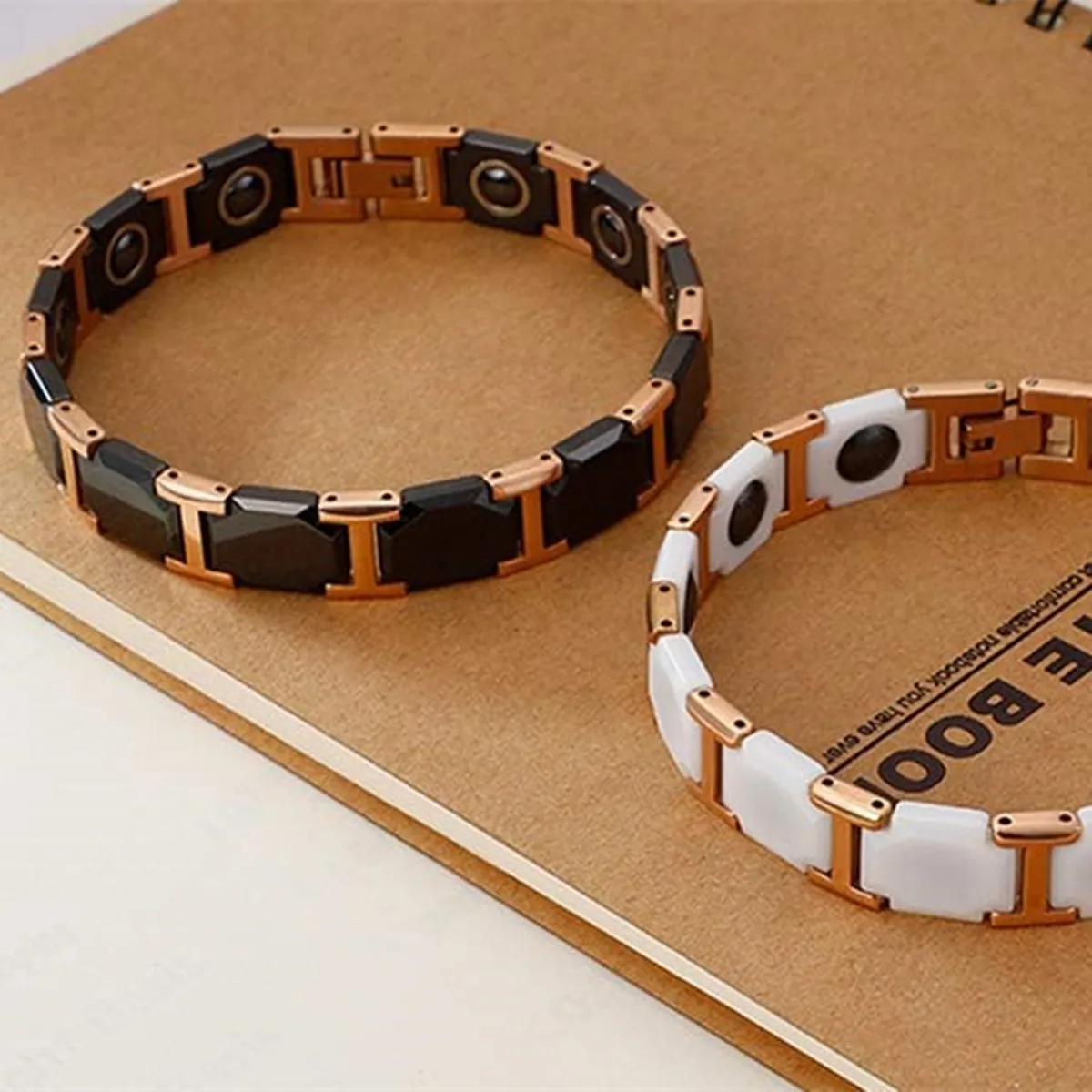Aradoo Titanium Steel Ceramic Bracelet Magnetic Strap Buckle Power Wristband Jewelry Gifts