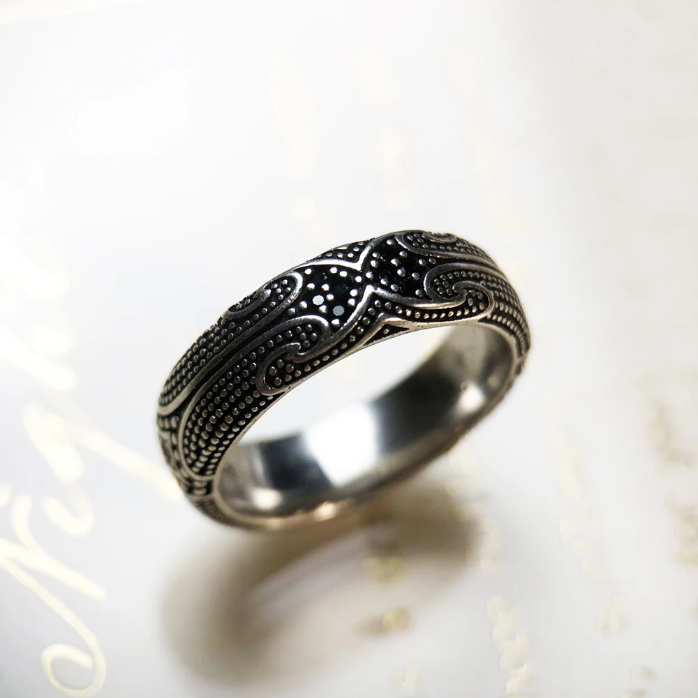 Band Ring Maori Tattoos Ethno Fine Jewerly For Women Men Autumn Brand New Cultural Ornament Gift In 925 Sterling Silver